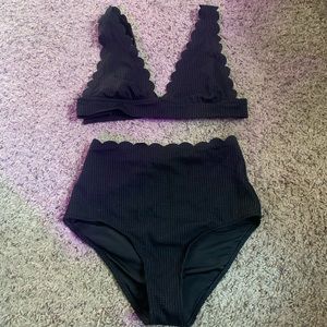 Waffle trim swimsuit